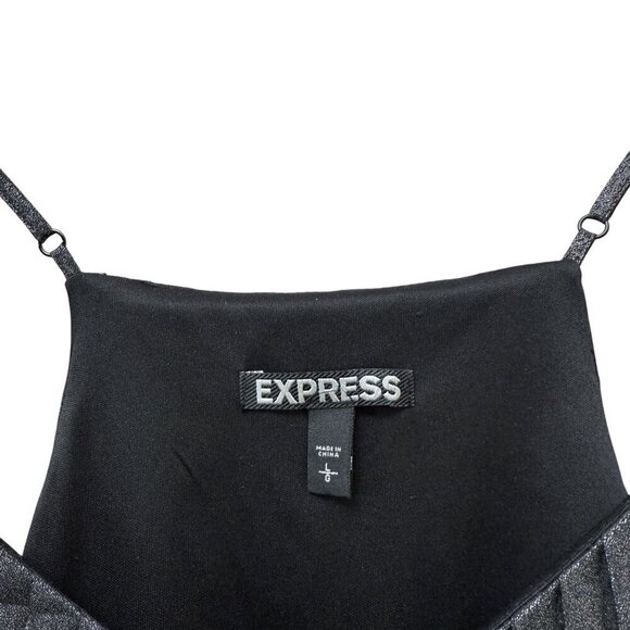 EXPRESS Metallic Top Size Large Metallic Gray Black Pleated Womens Cami NWOT - Picture 4 of 8